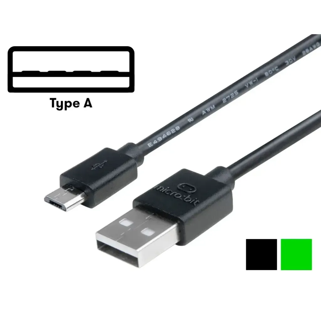 USB Cable, Type A Plug to Micro Type A Plug, 30cm Black