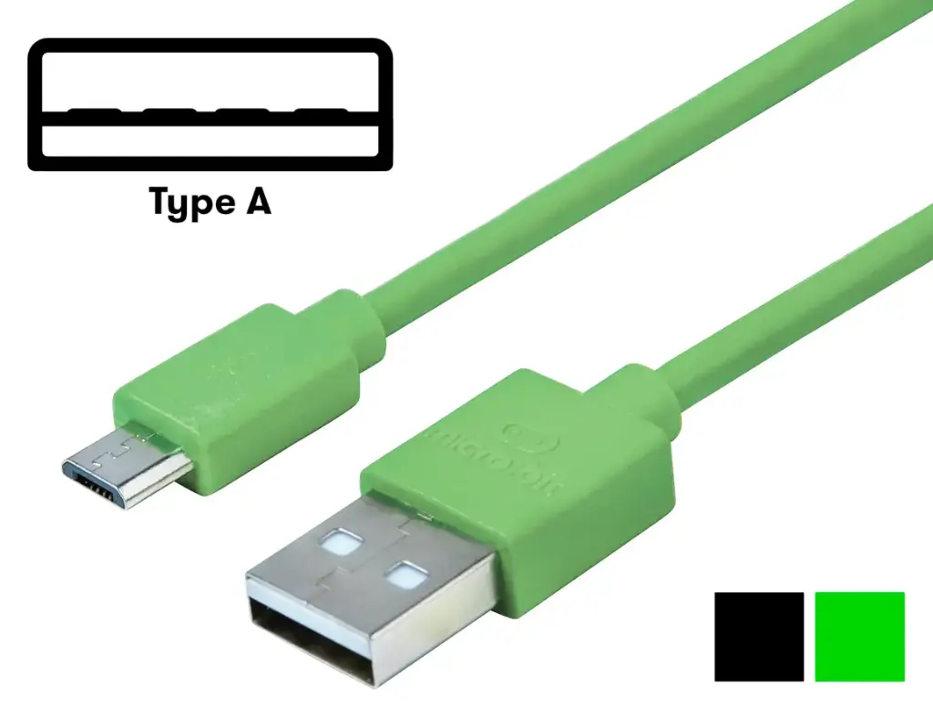 USB Cable, Type A Plug to Micro Type A Plug, 30cm Green
