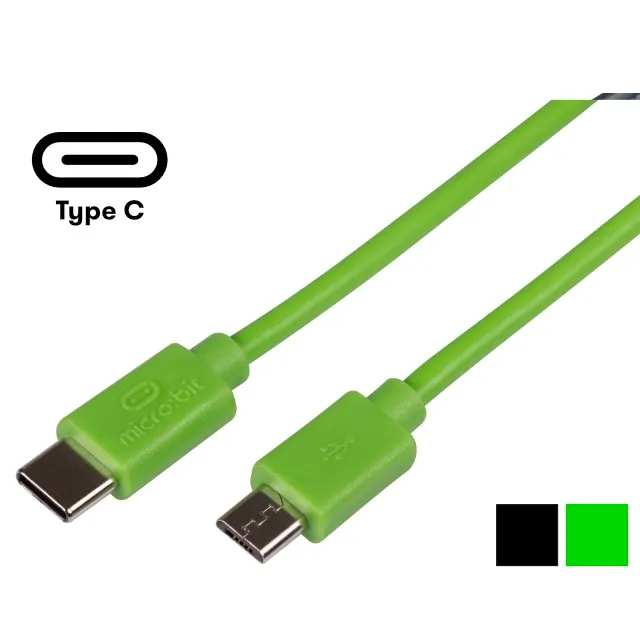 USB Cable, Type C Plug to Micro Type A Plug, 30cm Green