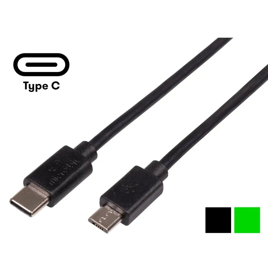 [MIC-USB-C-0.3M-B] USB Cable, Type C Plug to Micro Type A Plug, 30cm Black
