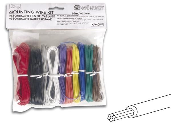 Velleman Set of mounting cables - 10 colors - 60m - multi-core